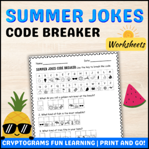 Summer Jokes Code Breaker Cryptogram for kids
