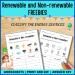 Renewable and Non-renewable worksheet freebies