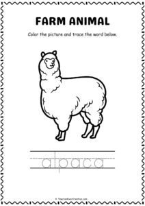 Alpaca Farm Animal Coloring page