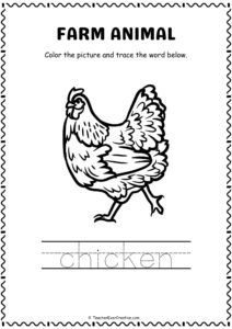 Chicken Farm Animal Coloring page