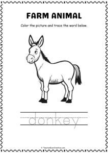 Donkey Farm Animal Coloring page