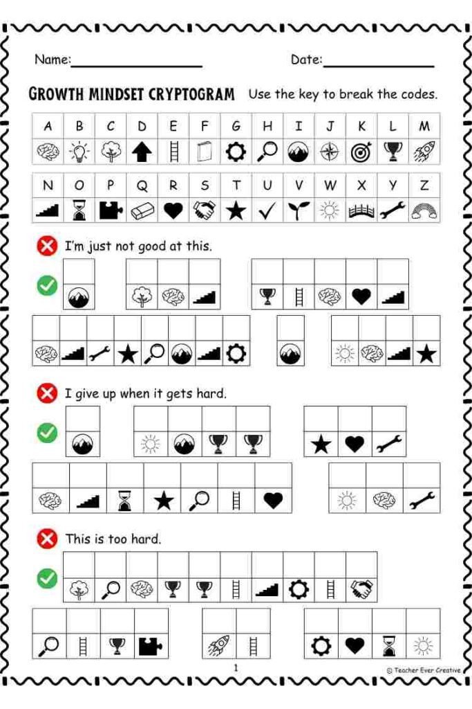 Growth mindset code breaker cryptogram