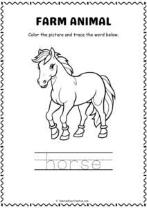 Horse Farm Animal Coloring page