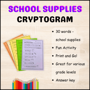 School Supplies Cryptogram