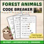 12 Forest Animals Exciting Cryptogram for Kids