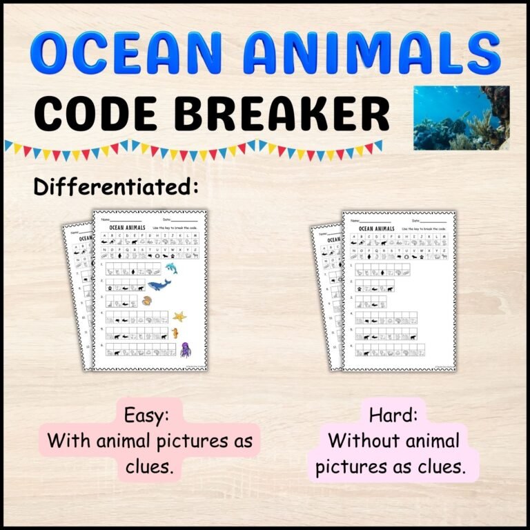 Ocean Animals Exciting Cryptogram Worksheets for Kids ...