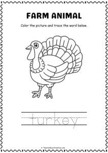 Turkey Farm Animal Coloring page