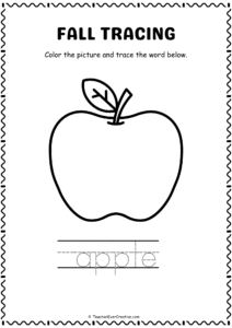 Apple Tracing and Coloring Page