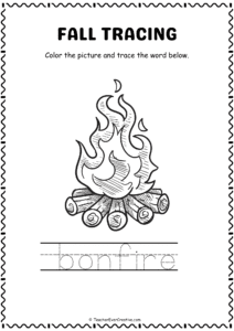 Bonfire Tracing and Coloring Page