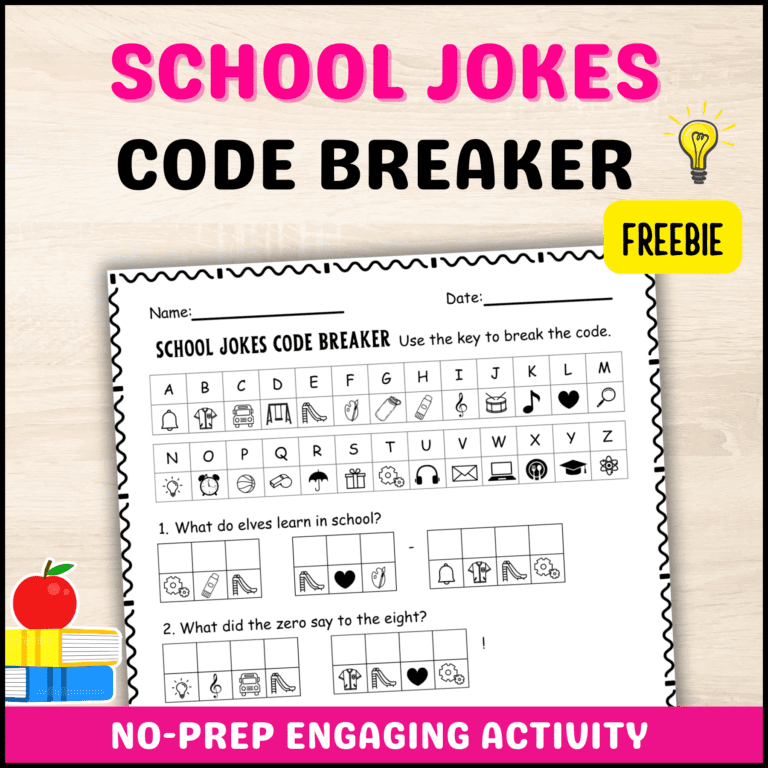 Free School Jokes Code Breaker Activity for Kids - teacherevercreative.com