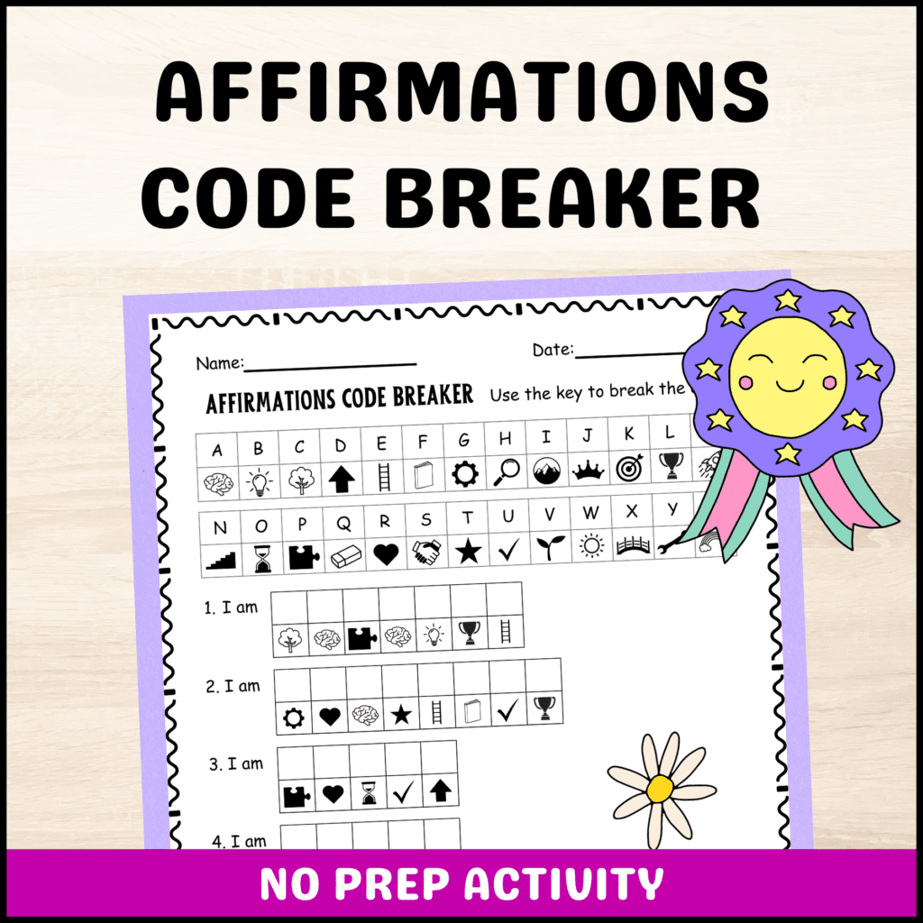 Affirmations code breaker cryptogram for students