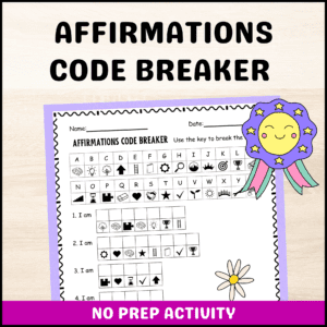 Affirmations code breaker cryptogram for students