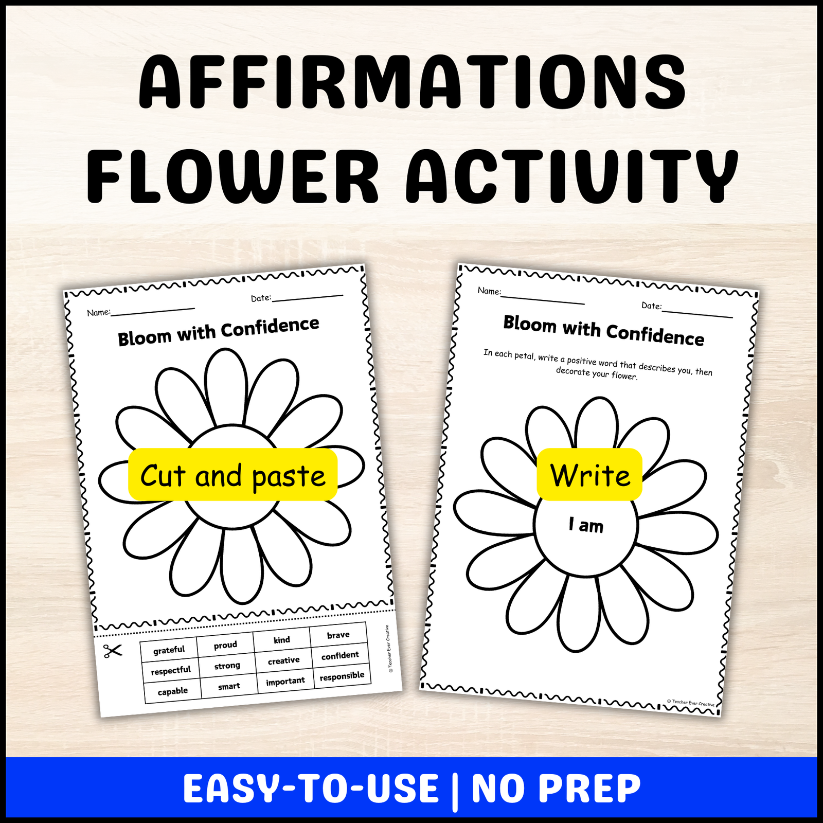 Daily affirmations flower activity
