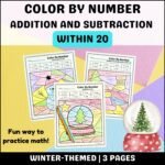 Winter Color By Number Addition and Subtraction within 20