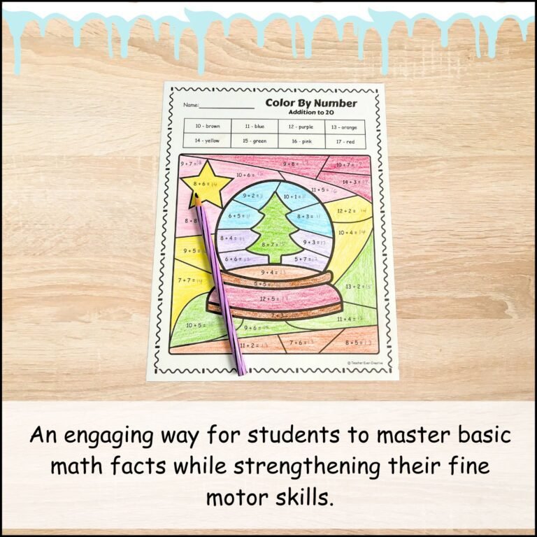 Winter Color By Number Addition and Subtraction within 20 ...