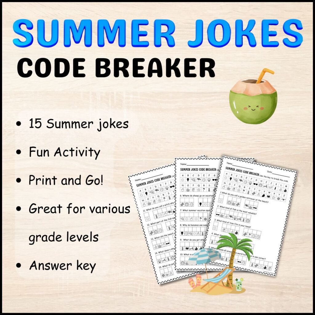 summer jokes code breaker activity
