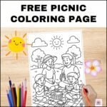 Free Picnic Coloring Page PDF Printable for Kids