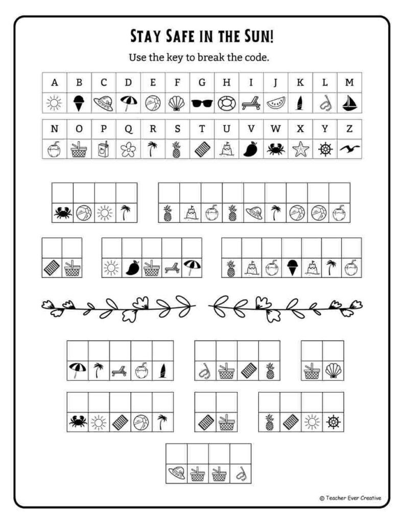 Free Crack the Code for Summer Activity