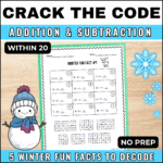 Winter Code Breaker Puzzles | Addition and Subtraction within 20
