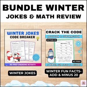 Bundle Winter Code Breaker : Winter Jokes and Math Review Add & Subtract within 20