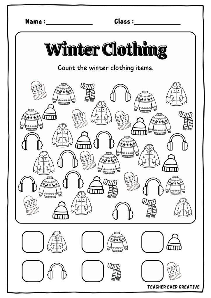 winter clothing free printable