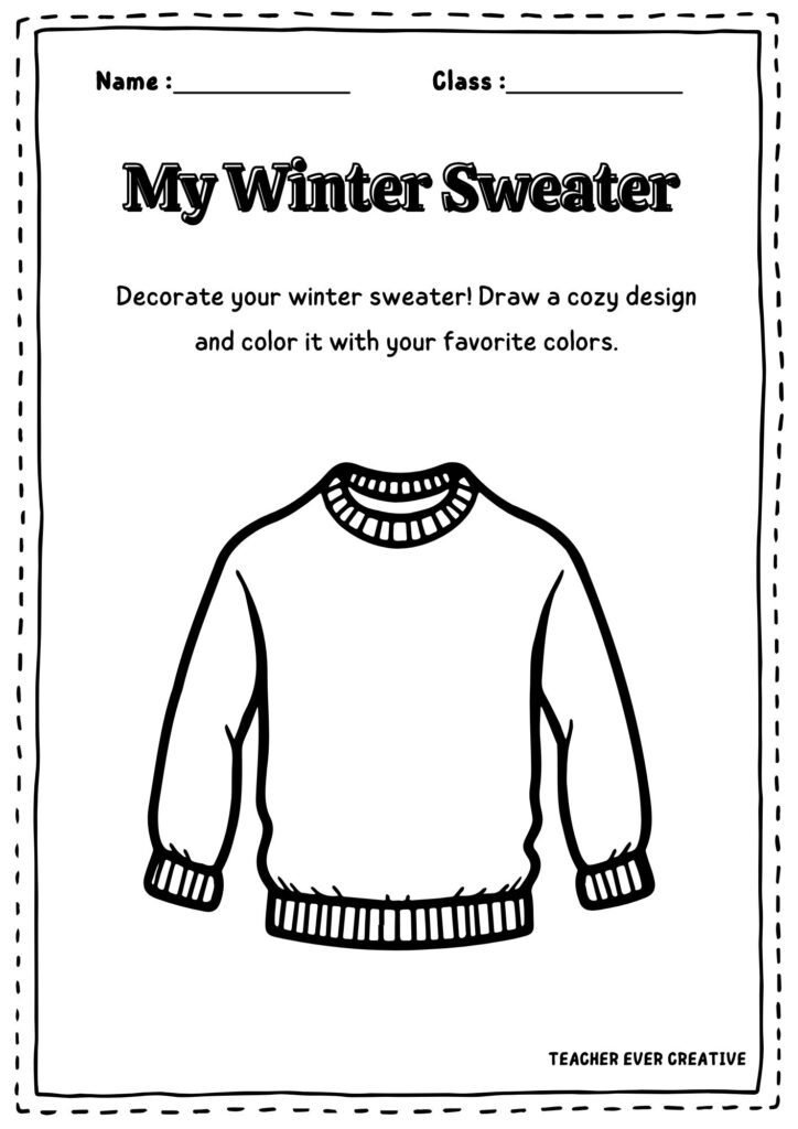 My Winter Sweater free printables for kids