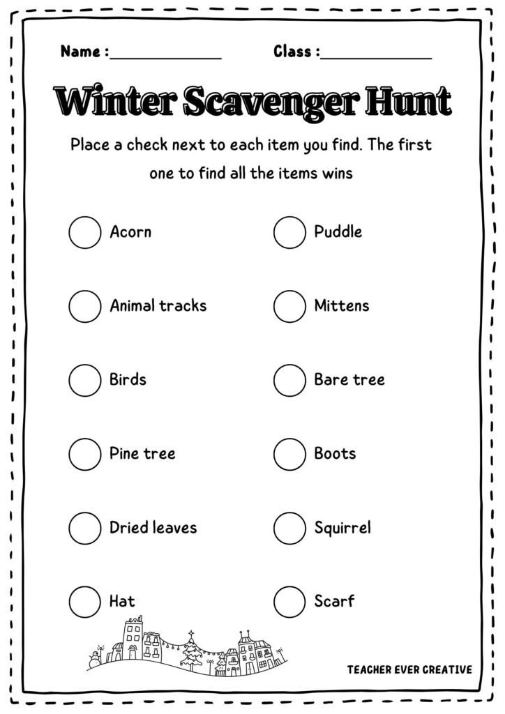 Winter Scavenger Hunt- free winter printables and activity