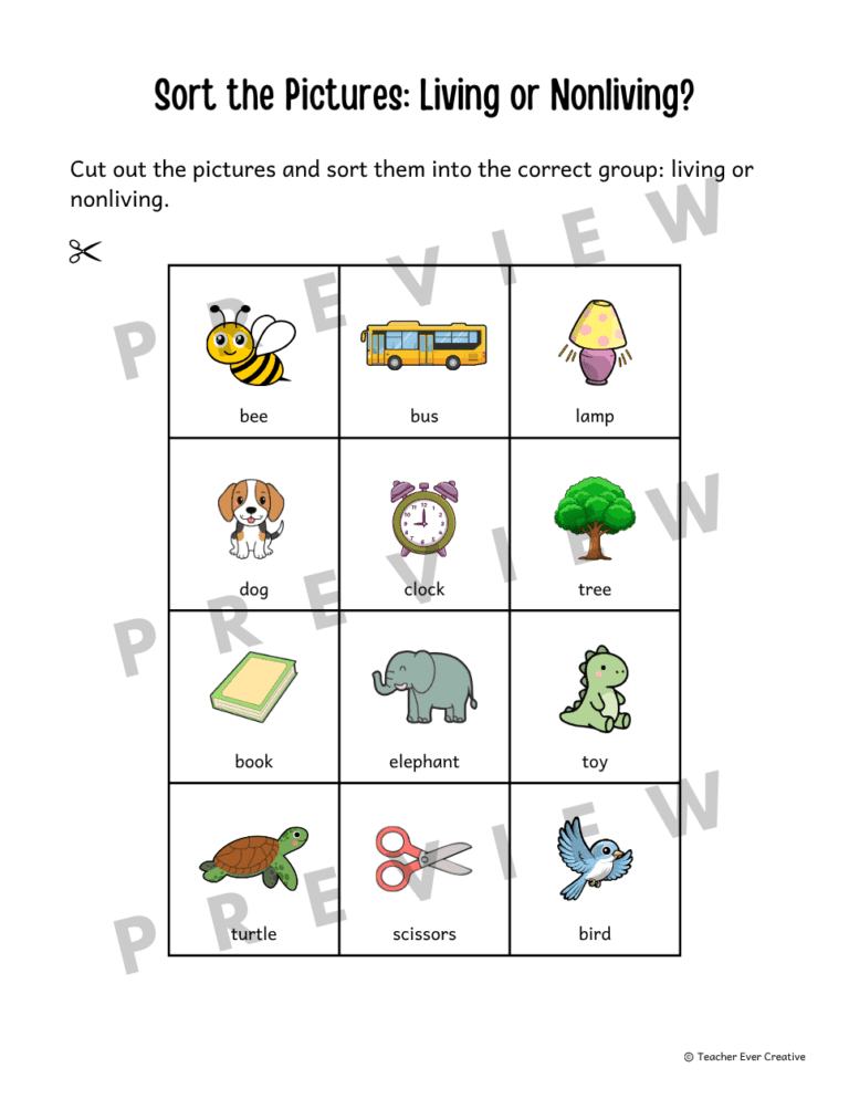 living and nonliving things worksheets