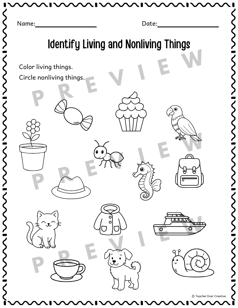 living and nonliving things worksheets