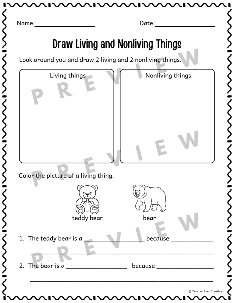 living and nonliving things worksheets
